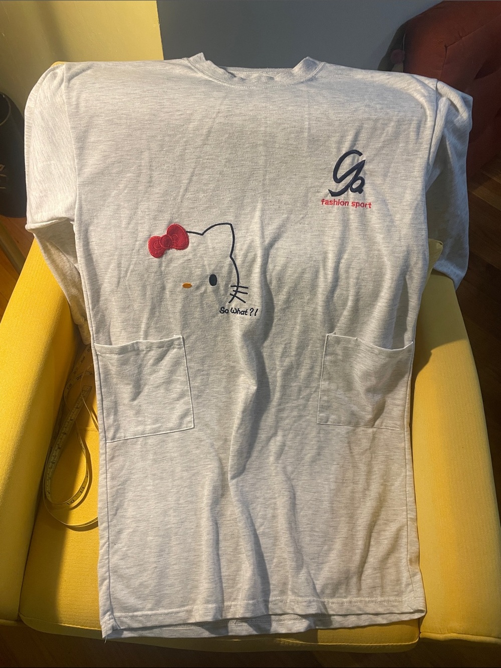 Hello Kitty Inspired Light Gray Lounge Gown with HK Inspired Graphic